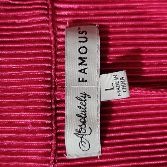 Crushed Velvet Button‎ Down Top Long Sleeve Shirt Fuchsia - Picture 5 of 6